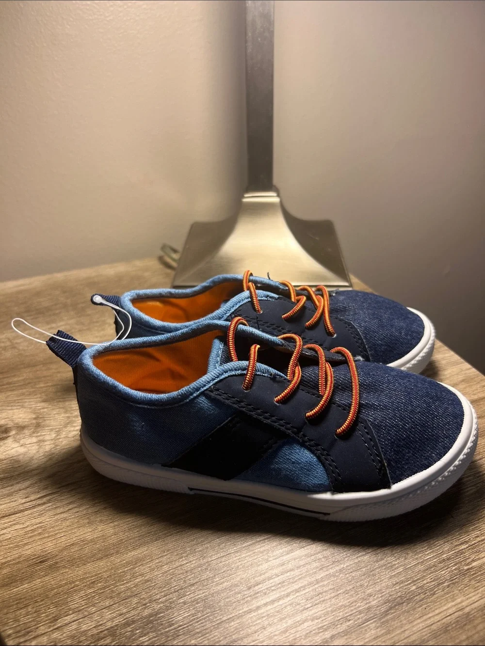 Carter's Navy and Light Blue Kids Sneakers with Orange Accents stock (23)
